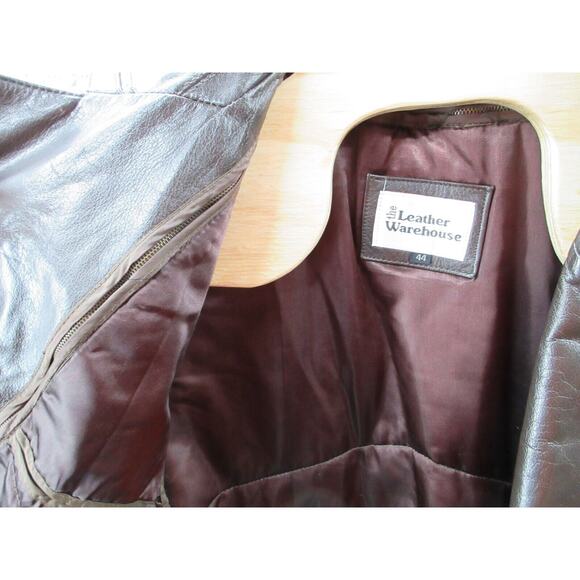 Vintage THE LEATHER WAREHOUSE Mens Size 44 Brown Removeable Lined Leather Jacket - Picture 14 of 16